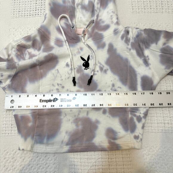 Misguided x Playboy bunny 10 Tie Dye cropped hoodie SP 2892 - Picture 3 of 11